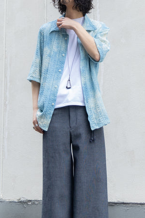 [LQUARTET] "Raschel Lace 40s Collar Shirt" (Indigo Dye)