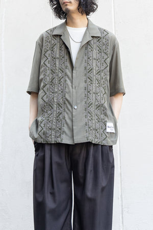 【SHEIK YERBOUTI】"Embroidered Open-Collar Shirt"
