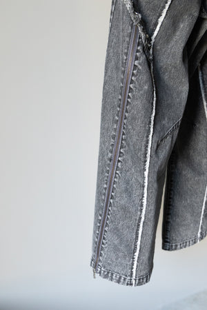 [TAUPE]"CUT OFF ZIP DENIM PANTS"