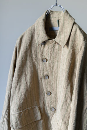 [YUTA MATSUOKA] "Silk linen dobby stripe cook jacket"