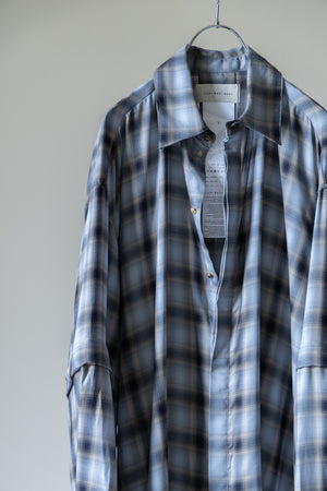 【Licht Bestreben】"Detachable Sleeve Hook-Cuff Check Shirt"