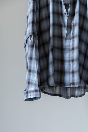 【Licht Bestreben】"Detachable Sleeve Hook-Cuff Check Shirt"