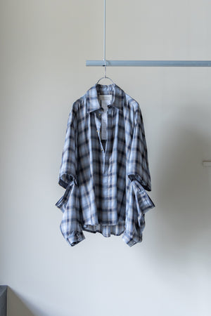【Licht Bestreben】"Detachable Sleeve Hook-Cuff Check Shirt"