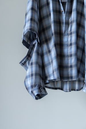 【Licht Bestreben】"Detachable Sleeve Hook-Cuff Check Shirt"