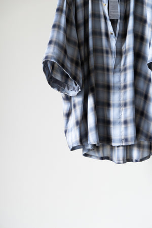【Licht Bestreben】"Detachable Sleeve Hook-Cuff Check Shirt"