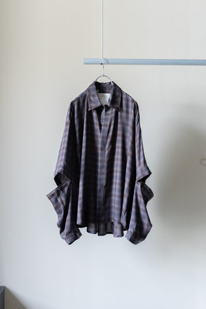 【Licht Bestreben】"Detachable Sleeve Hook-Cuff Check Shirt"