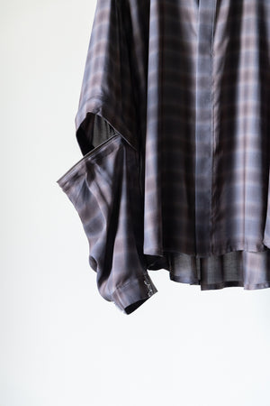 【Licht Bestreben】"Detachable Sleeve Hook-Cuff Check Shirt"