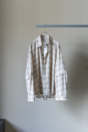【Licht Bestreben】"Detachable Sleeve Hook-Cuff Check Shirt"