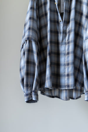 【Licht Bestreben】"Detachable Sleeve Hook-Cuff Check Shirt"