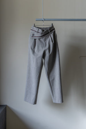 【Licht Bestreben】"Twisted Waist Double Cloth Tweed Trousers"