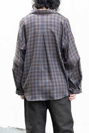 【Licht Bestreben】"Detachable Sleeve Hook-Cuff Check Shirt"