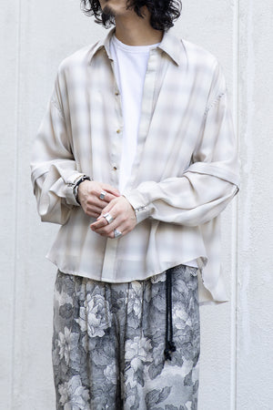 【Licht Bestreben】"Detachable Sleeve Hook-Cuff Check Shirt"
