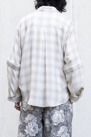 【Licht Bestreben】"Detachable Sleeve Hook-Cuff Check Shirt"