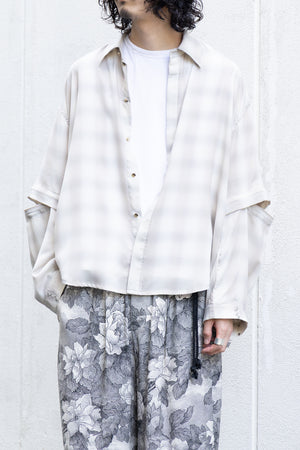 【Licht Bestreben】"Detachable Sleeve Hook-Cuff Check Shirt"