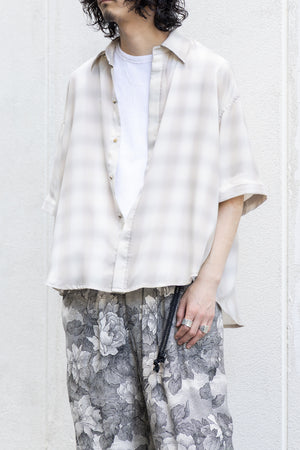 【Licht Bestreben】"Detachable Sleeve Hook-Cuff Check Shirt"