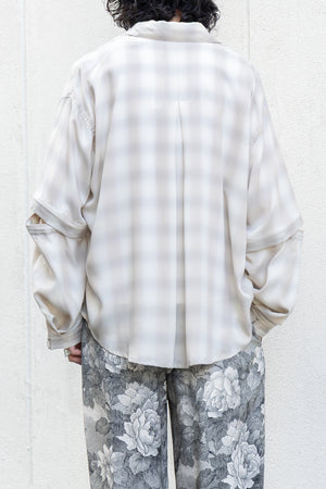 【Licht Bestreben】"Detachable Sleeve Hook-Cuff Check Shirt"