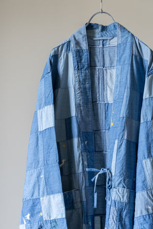 【KUON】"Paint-Splattered Denim Patchwork Noragi"
