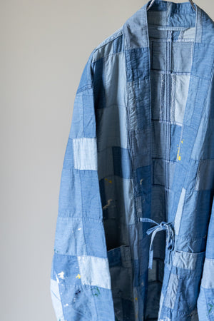 【KUON】"Paint-Splattered Denim Patchwork Noragi"