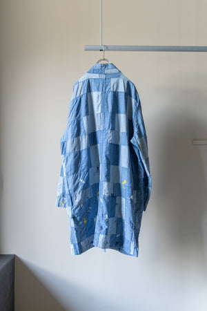 【KUON】"Paint-Splattered Denim Patchwork Noragi"