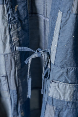 【KUON】"Paint-Splattered Denim Patchwork Noragi"