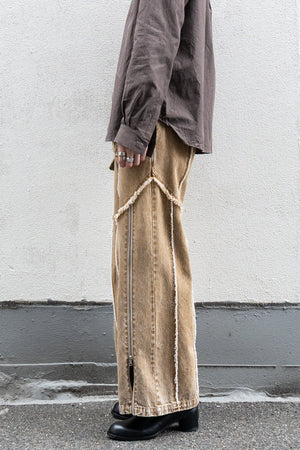 【TAUPE】"カットオフジップデニムパンツ"
