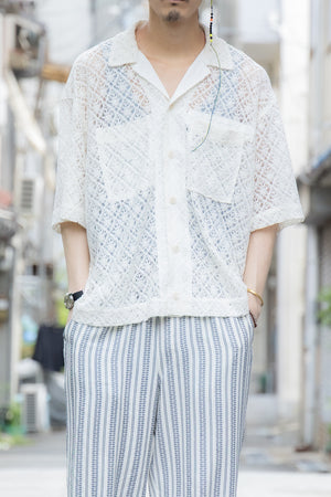 [TAUPE] "karami lace open collar shirt"