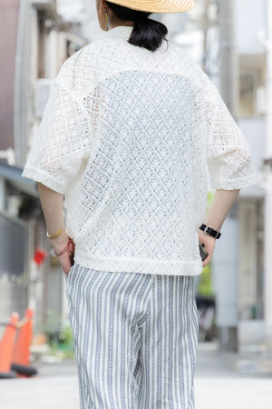 [TAUPE] "karami lace open collar shirt"