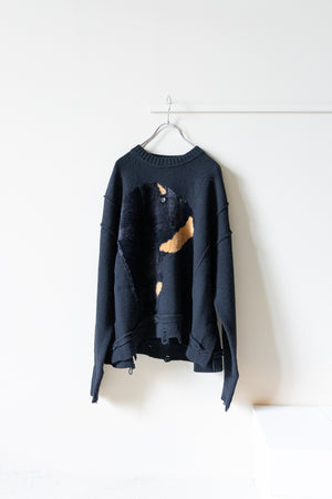 【Licht Bestreben】"Dog Intarsia Sweater"