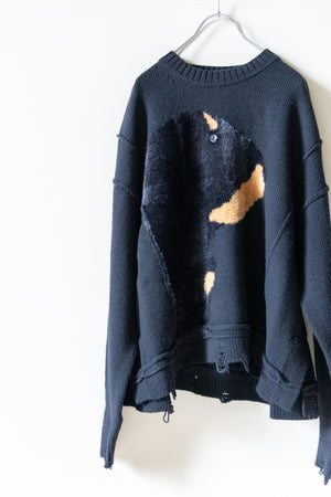 【Licht Bestreben】"Dog Intarsia Sweater"