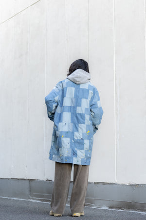 【KUON】"Paint-Splattered Denim Patchwork Noragi"