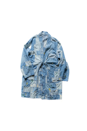 【KUON】"Paint-Splattered Denim Patchwork Noragi"