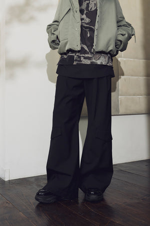 【Licht Bestreben】"3 LAYER SHIN FLAP BAGGY TROUSERS"