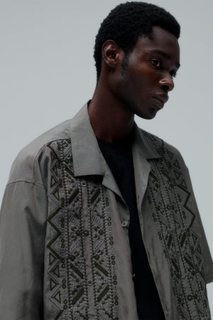 【SHEIK YERBOUTI】"Embroidered Open-Collar Shirt"