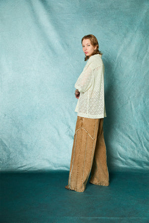 [TAUPE] "karami lace open collar shirt"