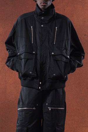 【TAUPE】"NYLON CONSTRUCTIVE ZIP JACKET"